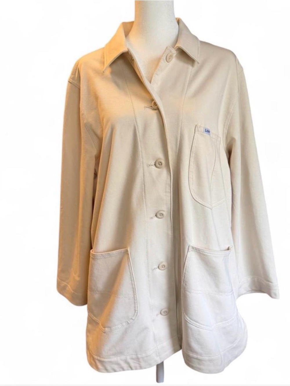 Lee Cream Utility Chore Jacket Button-Up with Patch Pockets Medium
